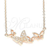Collares con Dije 04.336.0014.1.16 Plata Rodinada, Diseño de Mariposa, con Micro Pave Blanca, Pulido, Tono Rosado (Grosor 01 MM, 16 Pulgadas de Largo)