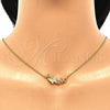 Collares con Dije 04.336.0014.2.16 Plata Rodinada, Diseño de Mariposa, con Micro Pave Blanca, Pulido, Tono Dorado (Grosor 01 MM, 16 Pulgadas de Largo)