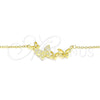 Collares con Dije 04.336.0014.2.16 Plata Rodinada, Diseño de Mariposa, con Micro Pave Blanca, Pulido, Tono Dorado (Grosor 01 MM, 16 Pulgadas de Largo)