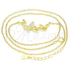 Collares con Dije 04.336.0014.2.16 Plata Rodinada, Diseño de Mariposa, con Micro Pave Blanca, Pulido, Tono Dorado (Grosor 01 MM, 16 Pulgadas de Largo)