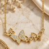 Collares con Dije 04.336.0014.2.16 Plata Rodinada, Diseño de Mariposa, con Micro Pave Blanca, Pulido, Tono Dorado (Grosor 01 MM, 16 Pulgadas de Largo)