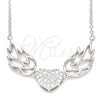 Collares con Dije 04.336.0198.16 Plata Rodinada, Diseño de Corazón, con Zirconia Cubica Blanca, Pulido, Rodinado (Grosor 02 MM, 16 Pulgadas de Largo)