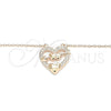 Collares con Dije 04.336.0026.1.16 Plata Rodinada, Diseño de Corazón, con Zirconia Cubica Blanca, Pulido, Tono Rosado (Grosor 01 MM, 16 Pulgadas de Largo)