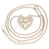 Collares con Dije 04.336.0026.1.16 Plata Rodinada, Diseño de Corazón, con Zirconia Cubica Blanca, Pulido, Tono Rosado (Grosor 01 MM, 16 Pulgadas de Largo)