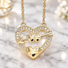 Collares con Dije 04.336.0026.1.16 Plata Rodinada, Diseño de Corazón, con Zirconia Cubica Blanca, Pulido, Tono Rosado (Grosor 01 MM, 16 Pulgadas de Largo)