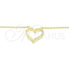 Collares con Dije 04.336.0056.2.16 Plata Rodinada, Diseño de Corazón, con Zirconia Cubica Blanca, Pulido, Tono Dorado (Grosor 01 MM, 16 Pulgadas de Largo)