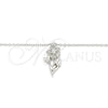 Collares con Dije 04.336.0200.16 Plata Rodinada, Diseño de Flor y Mariposa, con Zirconia Cubica Blanca, Pulido, Rodinado (Grosor 01 MM, 16 Pulgadas de Largo)