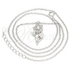 Collares con Dije 04.336.0200.16 Plata Rodinada, Diseño de Flor y Mariposa, con Zirconia Cubica Blanca, Pulido, Rodinado (Grosor 01 MM, 16 Pulgadas de Largo)