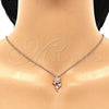 Collares con Dije 04.336.0200.1.16 Plata Rodinada, Diseño de Flor y Mariposa, con Zirconia Cubica Blanca y Cristal Blanca, Pulido, Tono Rosado (Grosor 01 MM, 16 Pulgadas de Largo)