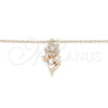 Collares con Dije 04.336.0200.1.16 Plata Rodinada, Diseño de Flor y Mariposa, con Zirconia Cubica Blanca y Cristal Blanca, Pulido, Tono Rosado (Grosor 01 MM, 16 Pulgadas de Largo)