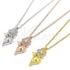 Collares con Dije 04.336.0200.1.16 Plata Rodinada, Diseño de Flor y Mariposa, con Zirconia Cubica Blanca y Cristal Blanca, Pulido, Tono Rosado (Grosor 01 MM, 16 Pulgadas de Largo)