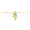 Collares con Dije 04.336.0200.2.16 Plata Rodinada, Diseño de Flor y Mariposa, con Zirconia Cubica Blanca y Cristal Blanca, Pulido, Tono Dorado (Grosor 01 MM, 16 Pulgadas de Largo)