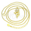 Collares con Dije 04.336.0200.2.16 Plata Rodinada, Diseño de Flor y Mariposa, con Zirconia Cubica Blanca y Cristal Blanca, Pulido, Tono Dorado (Grosor 01 MM, 16 Pulgadas de Largo)