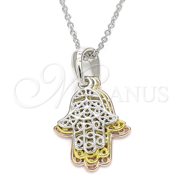 Collares con Dije 04.336.0201.16 Plata Rodinada, Diseño de Mano de Dios, Pulido, Tres Tonos (01 MM Thickness, 16 Inches Length)