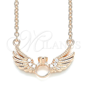 Collares con Dije 04.336.0005.1.16 Plata Rodinada, con Zirconia Cubica Blanca y Cristal Blanca, Pulido, Tono Rosado (Grosor 01 MM, 16 Pulgadas de Largo)