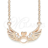 Collares con Dije 04.336.0005.1.16 Plata Rodinada, con Zirconia Cubica Blanca y Cristal Blanca, Pulido, Tono Rosado (Grosor 01 MM, 16 Pulgadas de Largo)