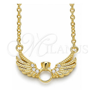 Collares con Dije 04.336.0005.2.16 Plata Rodinada, con Zirconia Cubica Blanca y Cristal Blanca, Pulido, Tono Dorado (Grosor 01 MM, 16 Pulgadas de Largo)