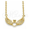 Collares con Dije 04.336.0005.2.16 Plata Rodinada, con Zirconia Cubica Blanca y Cristal Blanca, Pulido, Tono Dorado (Grosor 01 MM, 16 Pulgadas de Largo)