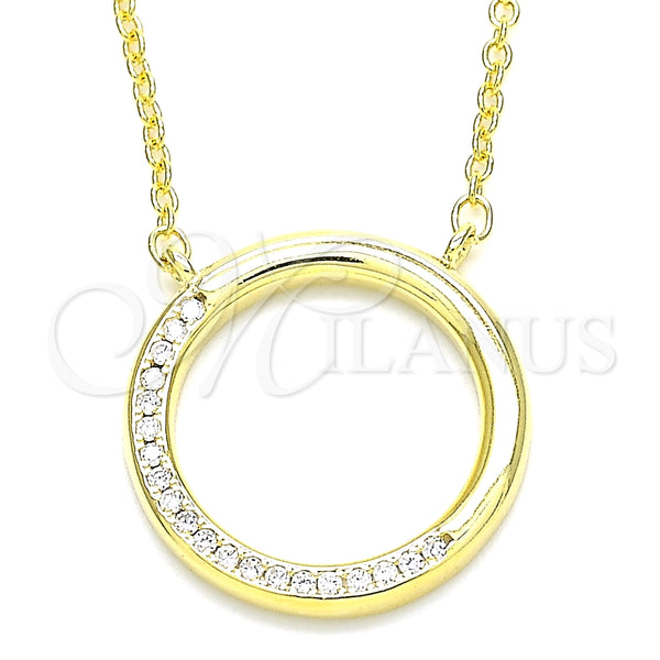 Collares con Dije 04.336.0007.2.16 Plata Rodinada, con Zirconia Cubica Blanca, Pulido, Tono Dorado (Grosor 01 MM, 16 Pulgadas de Largo)