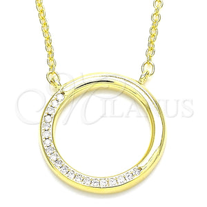 Collares con Dije 04.336.0007.2.16 Plata Rodinada, con Zirconia Cubica Blanca, Pulido, Tono Dorado (Grosor 01 MM, 16 Pulgadas de Largo)