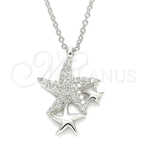 Collares con Dije 04.336.0202.16 Plata Rodinada, Diseño de Estrella, con Zirconia Cubica Blanca, Pulido, Rodinado (Grosor 01 MM, 16 Pulgadas de Largo)
