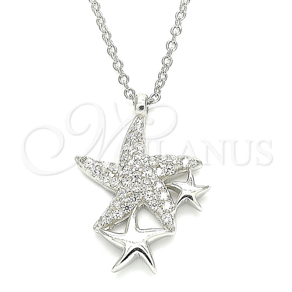 Collares con Dije 04.336.0202.16 Plata Rodinada, Diseño de Estrella, con Zirconia Cubica Blanca, Pulido, Rodinado (Grosor 01 MM, 16 Pulgadas de Largo)