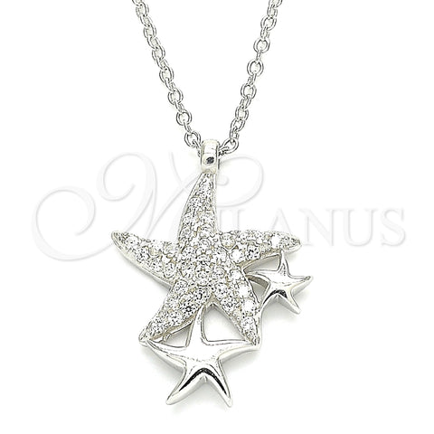 Collares con Dije 04.336.0202.16 Plata Rodinada, Diseño de Estrella, con Zirconia Cubica Blanca, Pulido, Rodinado (Grosor 01 MM, 16 Pulgadas de Largo)
