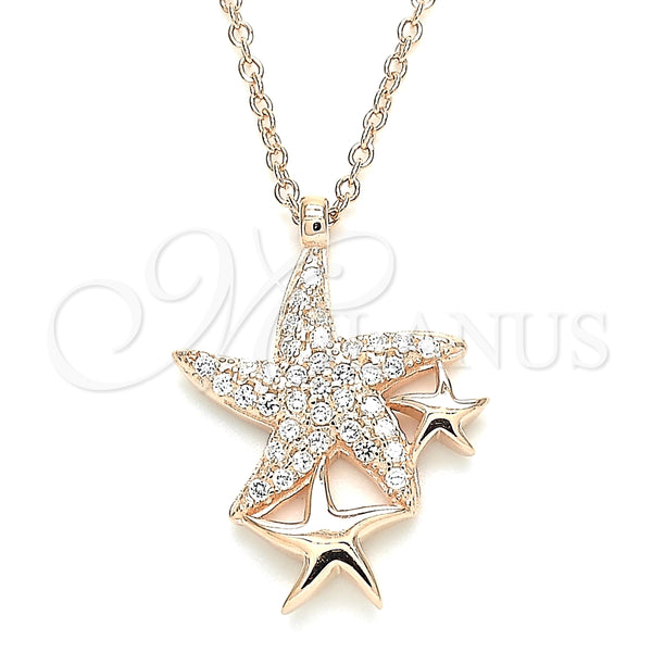 Collares con Dije 04.336.0202.1.16 Plata Rodinada, Diseño de Estrella, con Zirconia Cubica Blanca, Pulido, Tono Rosado (Grosor 01 MM, 16 Pulgadas de Largo)