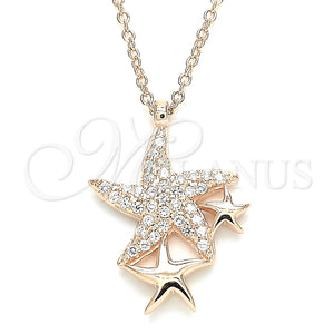 Collares con Dije 04.336.0202.1.16 Plata Rodinada, Diseño de Estrella, con Zirconia Cubica Blanca, Pulido, Tono Rosado (Grosor 01 MM, 16 Pulgadas de Largo)