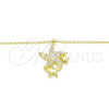 Collares con Dije 04.336.0202.2.16 Plata Rodinada, Diseño de Estrella, con Zirconia Cubica Blanca, Pulido, Tono Dorado (Grosor 01 MM, 16 Pulgadas de Largo)