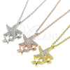 Collares con Dije 04.336.0202.2.16 Plata Rodinada, Diseño de Estrella, con Zirconia Cubica Blanca, Pulido, Tono Dorado (Grosor 01 MM, 16 Pulgadas de Largo)
