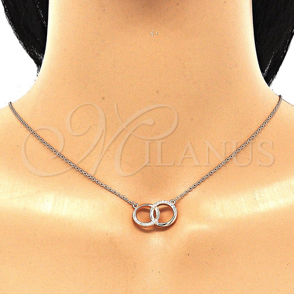 Collares con Dije 04.336.0030.1.16 Plata Rodinada, con Zirconia Cubica Blanca, Pulido, Tono Rosado (Grosor 01 MM, 16 Pulgadas de Largo)
