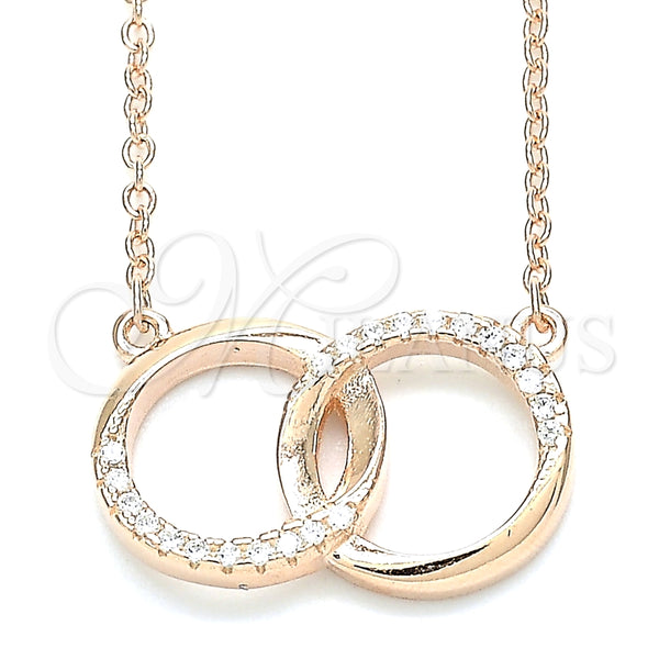 Collares con Dije 04.336.0030.1.16 Plata Rodinada, con Zirconia Cubica Blanca, Pulido, Tono Rosado (Grosor 01 MM, 16 Pulgadas de Largo)