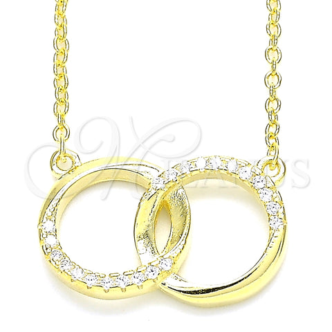 Collares con Dije 04.336.0030.2.16 Plata Rodinada, con Zirconia Cubica Blanca, Pulido, Tono Dorado (Grosor 01 MM, 16 Pulgadas de Largo)