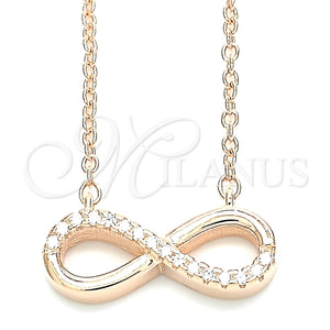 Collares con Dije 04.336.0035.1.16 Plata Rodinada, Diseño de Infinito, con Zirconia Cubica Blanca, Pulido, Tono Rosado (Grosor 01 MM, 16 Pulgadas de Largo)