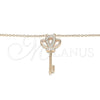 Collares con Dije 04.336.0049.1.16 Plata Rodinada, Diseño de Llave, con Zirconia Cubica Blanca, Pulido, Tono Rosado (Grosor 01 MM, 16 Pulgadas de Largo)