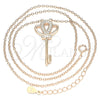 Collares con Dije 04.336.0049.1.16 Plata Rodinada, Diseño de Llave, con Zirconia Cubica Blanca, Pulido, Tono Rosado (Grosor 01 MM, 16 Pulgadas de Largo)