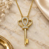 Collares con Dije 04.336.0049.2.16 Plata Rodinada, Diseño de Llave, con Zirconia Cubica Blanca, Pulido, Tono Dorado (Grosor 01 MM, 16 Pulgadas de Largo)