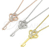 Collares con Dije 04.336.0049.2.16 Plata Rodinada, Diseño de Llave, con Zirconia Cubica Blanca, Pulido, Tono Dorado (Grosor 01 MM, 16 Pulgadas de Largo)