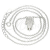 Collares con Dije 04.336.0207.16 Plata Rodinada, Diseño de Mano de Dios, con Zirconia Cubica Blanca, Pulido, Rodinado (Grosor 02 MM, 16 Pulgadas de Largo)