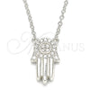 Collares con Dije 04.336.0207.16 Plata Rodinada, Diseño de Mano de Dios, con Zirconia Cubica Blanca, Pulido, Rodinado (Grosor 02 MM, 16 Pulgadas de Largo)