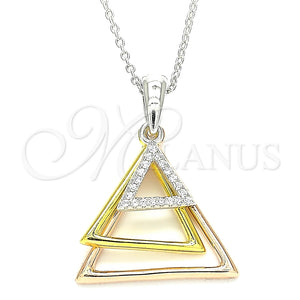 Collares con Dije 04.336.0208.16 Plata Rodinada, con Blanca Zirconia Cubica, Pulido, Tres Tonos (01 MM Thickness, 16 Inches Length)