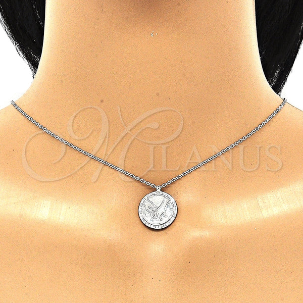 Collares con Dije 04.336.0209.16 Plata Rodinada, con Blanca Zirconia Cubica, Pulido, Rodinado (01 MM Thickness, 16 Inches Length)