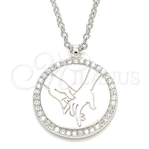 Collares con Dije 04.336.0209.16 Plata Rodinada, con Blanca Zirconia Cubica, Pulido, Rodinado (01 MM Thickness, 16 Inches Length)