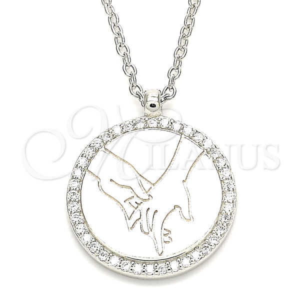 Collares con Dije 04.336.0209.16 Plata Rodinada, con Blanca Zirconia Cubica, Pulido, Rodinado (01 MM Thickness, 16 Inches Length)