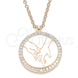 Collares con Dije 04.336.0209.1.16 Plata Rodinada, con Blanca Zirconia Cubica, Pulido, Tono Rosado (01 MM Thickness, 16 Inches Length)