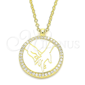 Collares con Dije 04.336.0209.2.16 Plata Rodinada, con Blanca Zirconia Cubica, Pulido, Tono Dorado (01 MM Thickness, 16 Inches Length)