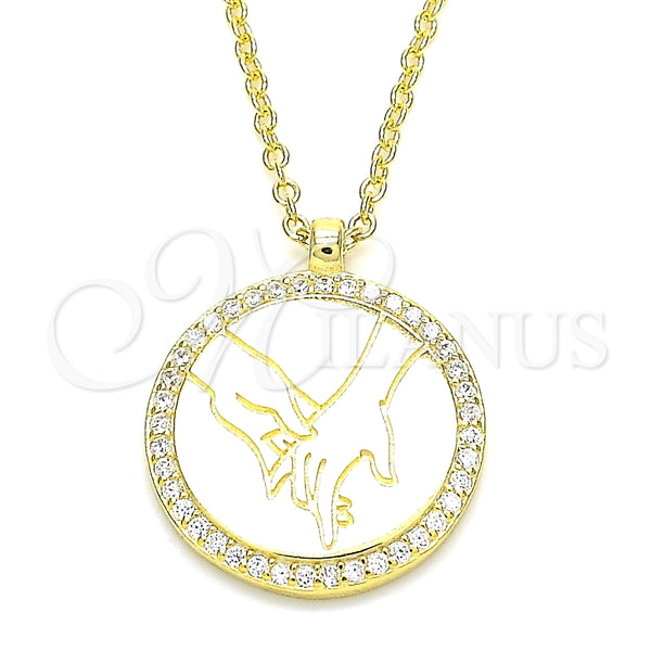 Collares con Dije 04.336.0209.2.16 Plata Rodinada, con Blanca Zirconia Cubica, Pulido, Tono Dorado (01 MM Thickness, 16 Inches Length)