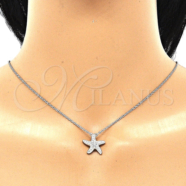 Collares con Dije 04.336.0210.16 Plata Rodinada, con Blanca Zirconia Cubica, Pulido, Rodinado (02 MM Thickness, 16 Inches Length)