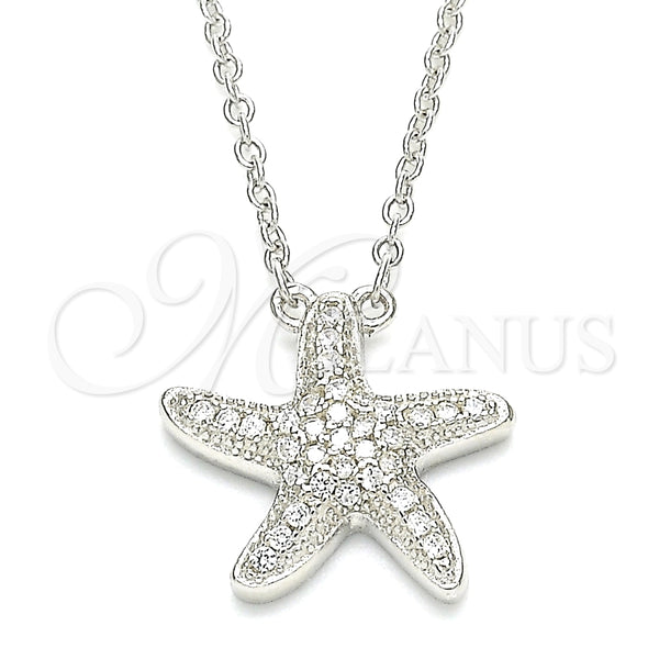 Collares con Dije 04.336.0210.16 Plata Rodinada, con Blanca Zirconia Cubica, Pulido, Rodinado (02 MM Thickness, 16 Inches Length)